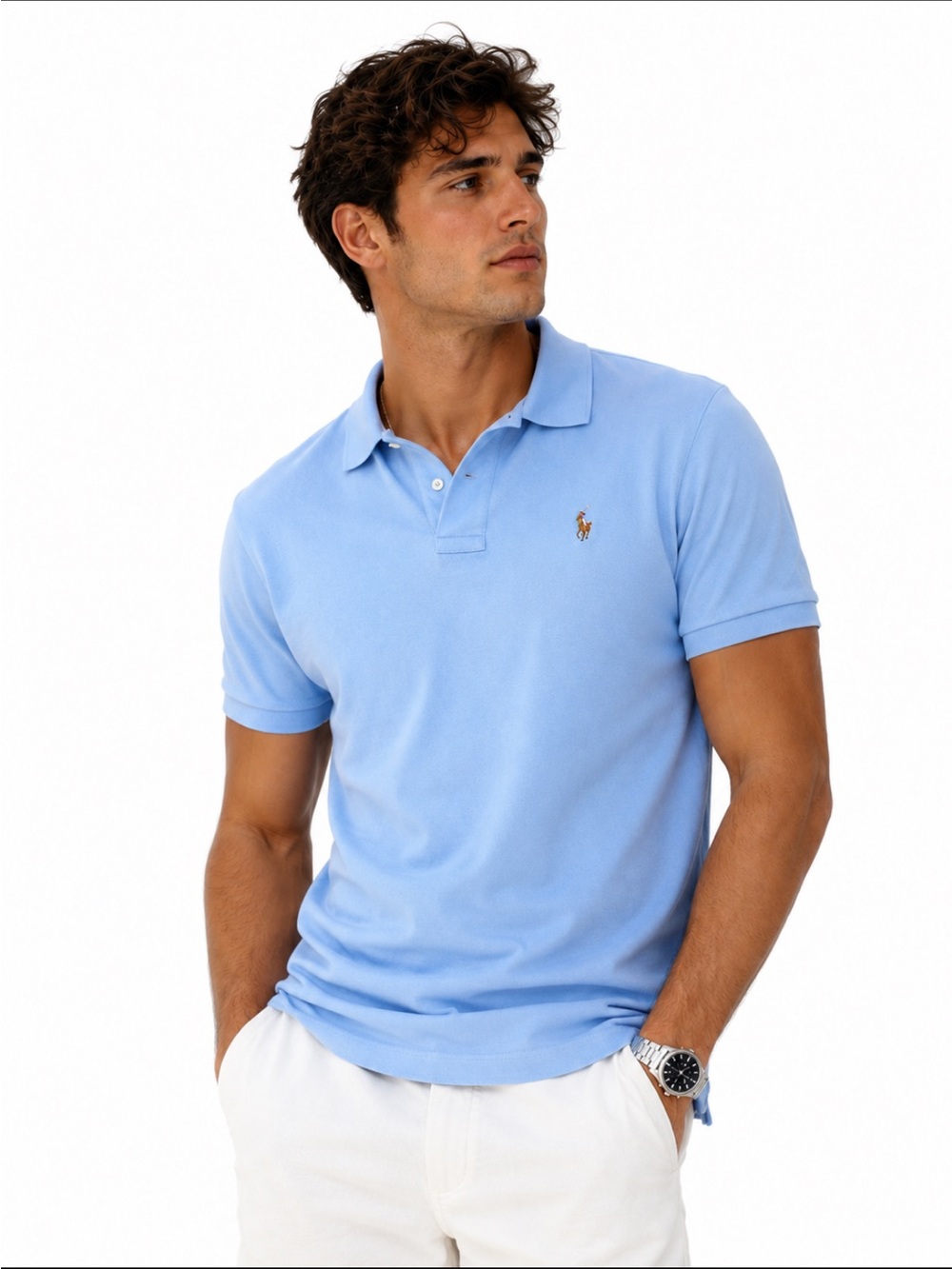Polo Ralph Lauren Classic Fit Polo Shirt XL Light Blue 100% Cotton Men Preppy